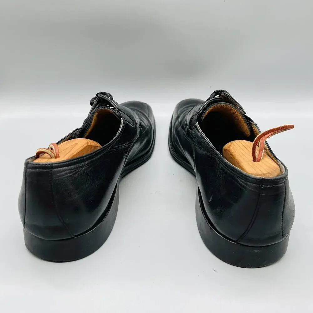 Bruno Magli Shoes Mens 12 Black Leather Ranuncolo Derby Oxford Dress Apron Toe